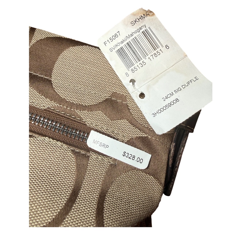 Coach 24CM Signature‎ Duffle Khaki Mahogany Leather Shoulder Bag F15067 NWT READ - Picture 4 of 16